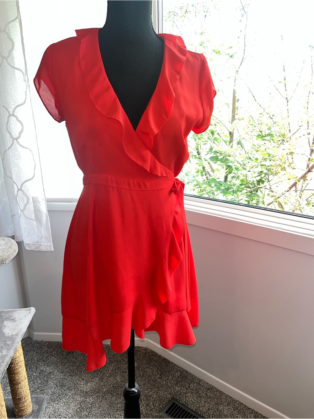 Sunday Best Red Ruffle Wrap Mini Dress